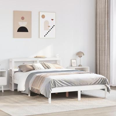 Bedframe zonder matras massief grenenhout wit 120x200 cm