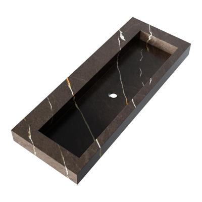 Brauer Coral Wastafel - 120 cm - met 1 Spoelbak en 0 Kraangaten - Marmerlook Copper Brown