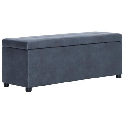 VidaXL Bankje met opbergvak 116 cm kunstsuède grijs VidaXL Bankje met opbergvak 116 cm kunstsuède grijs