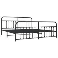 Bedframe met hoofd- en voeteneinde metaal zwart 200x200 cm - thumbnail