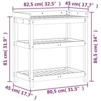 VidaXL Oppottafel met schappen 82,5x45x86,5 cm massief grenenhout - thumbnail
