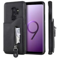 Voor Galaxy S9 plus effen kleur dubbele gesp rits schokbestendige beschermhoes (zwart) - thumbnail