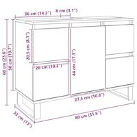 Badkamerkast 80x33x60 cm bewerkt hout artisanaal eikenkleurig - thumbnail