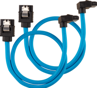 Corsair Premium SATA3-kabel, schuin/recht (6 Gbps, 30 cm, 90 graden), met ommanteling, blauw - thumbnail