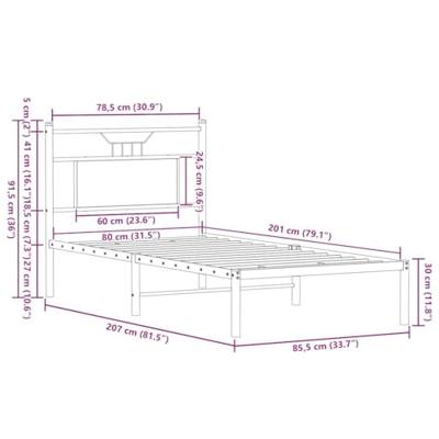 Bedframe zonder matras hout sonoma eikenkleurig 80x200 cm