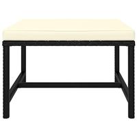 3-delige Loungeset met kussens poly rattan zwart - thumbnail