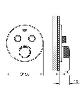 Thermostatische Douchekraan Grohe Grohtherm Smart Controle met Omstelling Hard Graphite Geborsteld - thumbnail
