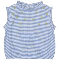 Quapi Zomer shirt meisjes - blauw - AOP geruit - Fienna - thumbnail