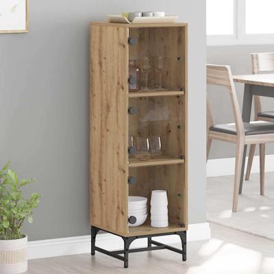 Highboard artisanaal eikenkleurig 35 x 37 x 117 cm Bewerkt hout