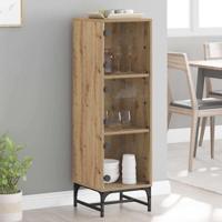 Highboard artisanaal eikenkleurig 35 x 37 x 117 cm Bewerkt hout - thumbnail
