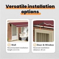 VidaXL Inklapbaar zonnescherm bordeauxrood 350 x 200 cm stof - thumbnail