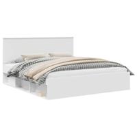 Bedframe met hoofdeinde Wit 200 x 200 cm Massief grenenhout - thumbnail