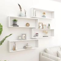 Wandschappen kubus 4 st 100x15x30 cm bewerkt hout wit - thumbnail