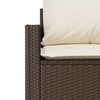 4-delige Loungeset met kussens poly rattan bruin - thumbnail