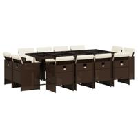 13-delige Tuinset met kussens poly rattan bruin - thumbnail