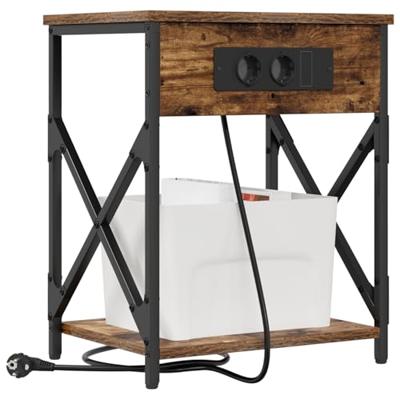 Nachtkastje 2 pcs Gerookt eiken 41 x 31 x 51 cm Bewerkt hout