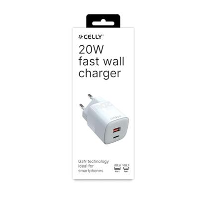 Celly Wall Charger 1 USB-A / 1 USB-C, 20W, wit