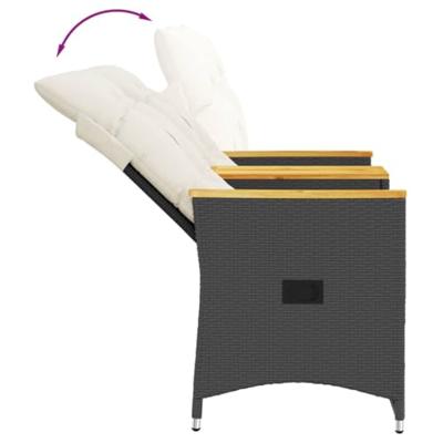 Tuinbank 2-zits verstelbaar met tafel poly rattan zwart