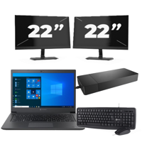 Dynabook Dynabook Tecra A40-G - Intel Core i3-8e Generatie - 14 inch - 8GB RAM - 256GB SSD - Windows 11 Home + 2x 22 inch Monitor - thumbnail