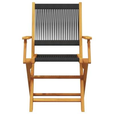 Tuinstoelen 2 st massief acaciahout en polypropeen zwart - thumbnail