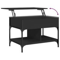 Salontafel 70x50x50 cm bewerkt hout en metaal zwart - thumbnail