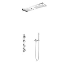 Regendoucheset Inbouw Hotbath Buddy Get Together Vierkant Glans Chroom Thermostaatkraan 4 Greeps Handdouche en Waterval - thumbnail