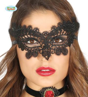 Geborduurde zwarte oogmasker