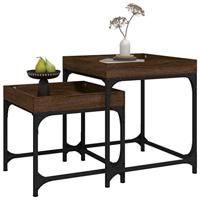 Bijzettafels 2 st bewerkt hout bruineikenkleurig - thumbnail