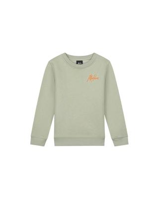 Malelions Sweater signature gestreept - Zeegras / Oranje
