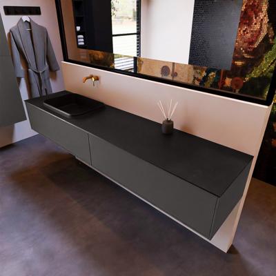 Badkamermeubelset Mondiaz Erin 200 cm met 2 Lades met RIDGE Wastafel Links Urban Zonder Kraangaten Greeploos Mat Dark Grey Badkamermeubelset Mondiaz Erin 200 cm met 2 Lades met RIDGE Wastafel Links Urban Zonder Kraangaten Greeploos Mat Dark Grey