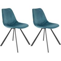 Dutchbone Eetkamerstoel 'Franky' Velvet, kleur Petrol - thumbnail