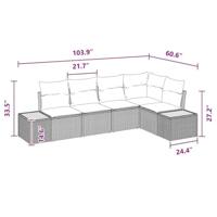 Tuinbankenset met kussen 5 pcs Zwart Poly riet - thumbnail