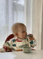 Set roestvrijstalen en siliconen oefenbestek 2e leeftijd BEABA saliegroen - thumbnail