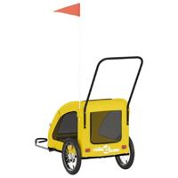 Hondenfietstrailer oxford stof en ijzer geel - thumbnail