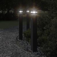 VidaXL Vloerlampen voor buiten 3 st met sensor 80 cm aluminium zwart - thumbnail