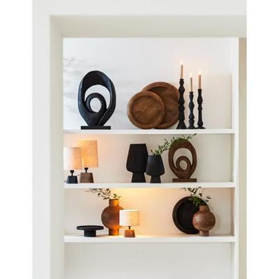 Light & Living Tafellamp 'Kardan' Mangohout, 21cm, kleur Mat Bruin (excl. kap) - thumbnail
