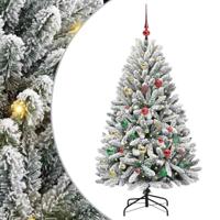 Kunstkerstboom met 150 LED Groen en Wit 150 cm PVC en Metaal - thumbnail