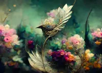 Alexsar Art Tuinschilderij floral birdie 70x50cm - thumbnail