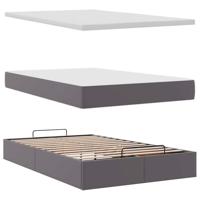Ottoman bed met matras 120x190 cm kunstleer grijs - thumbnail