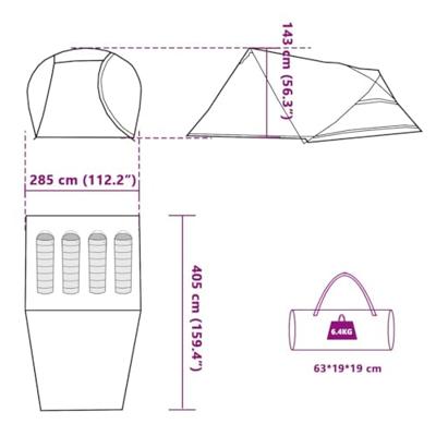 Koepeltent 4-persoons waterdicht verduisterend stof wit