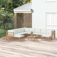 12-delige Loungeset met kussens bamboe crèmewit - thumbnail