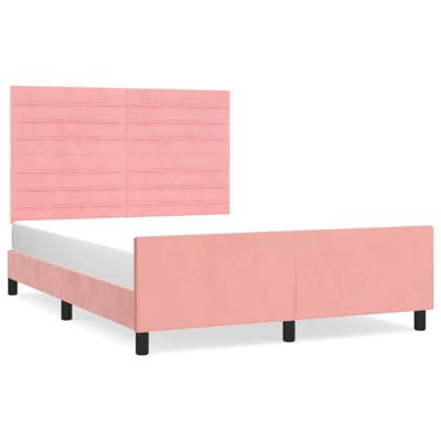 Bedframe met hoofdeinde fluweel roze 140x190 cm
