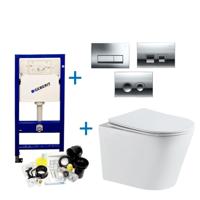 Toiletset UP100 Set 23 Turbo Flush Met Softclose Zitting Wit Met Delta Drukplaat - thumbnail