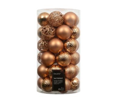 Kerstballen kunststof d6 cm brandy 37 st Decoris - Decoris
