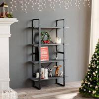 Boekenkast met 4 schappen 80x30x140 cm massief grenenhout grijs - thumbnail