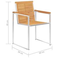 Tuinstoelen 6 st massief teakhout en roestvrij staal - thumbnail