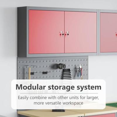 VidaXL Gereedschapskast set met plank 3 pcs rood gepoedercoat staal