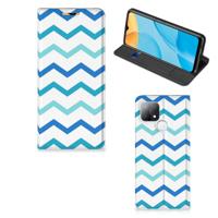 OPPO A15 | Hoesje met Magneet | Zigzag Blauw - thumbnail