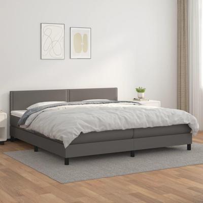 Boxspring met matras kunstleer grijs 200x200 cm