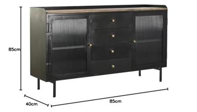 Dressoir DKD Home Decor Natuurlijk Zwart Gouden Metaal Mangohout (145 x 40 x 85 cm)